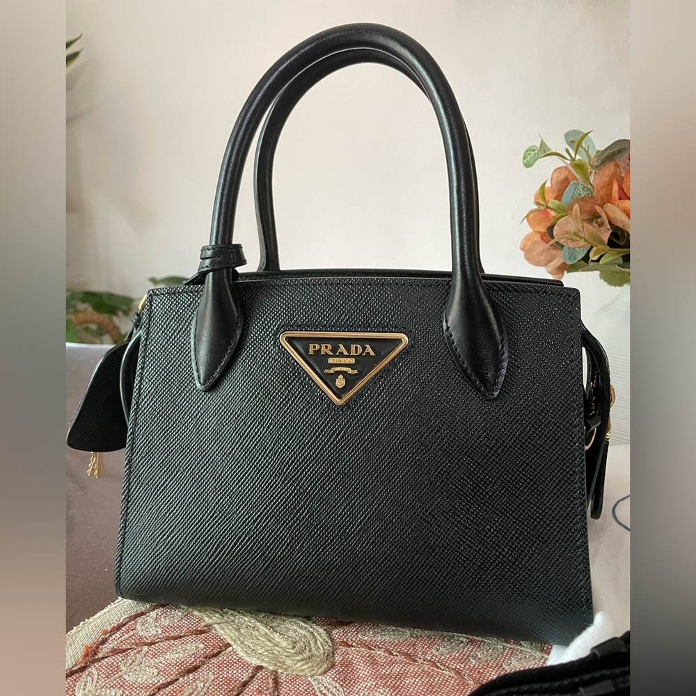 Prada Saffiano Cuir Leather Kristen Mini Tote Bag
